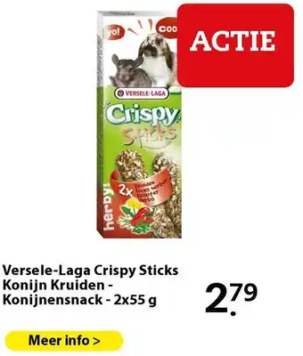 Boerenbond Versele-Laga Crispy Sticks Konijn Kruiden - Konijnensnack - 2x55 g aanbieding