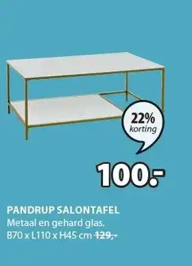 Jysk PANDRUP SALONTAFEL Metaal en gehard glas. aanbieding