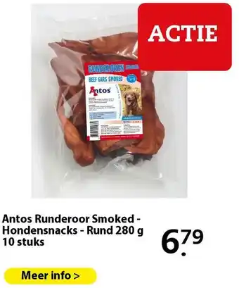 Pets Place Antos Runderoor Smoked - Hondensnacks - Rund 280 g 10 stuks aanbieding