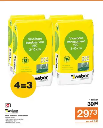 BOUWMAAT Weber Floor vloeibaar zandcement aanbieding