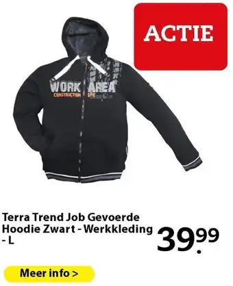 Pets Place Terra Trend Job Gevoerde Hoodie Zwart - Werkkleding - L aanbieding