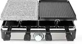 Bol.com Nedis Gourmet / Raclette - Grill / Steen - 8 Personen - Spatel - Temperatuurinstelling - Anti-aanbak laag - Rechthoek aanbieding