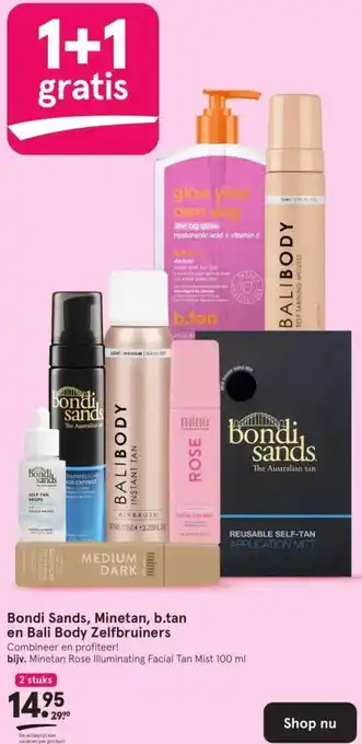 Etos Bondi Sands, Minetan, b.tan en Bali Body Zelfbruiners 100ml aanbieding