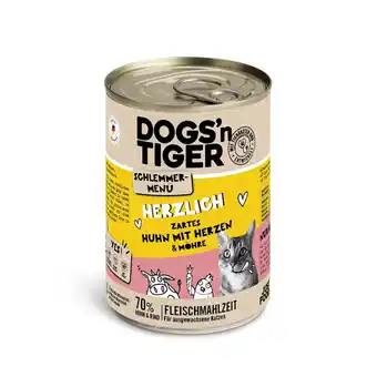 Zooplus Voordeelpakket: 12x400g Dogs'n Tiger snackmenu kip met hartjes nat kattenvoer aanbieding