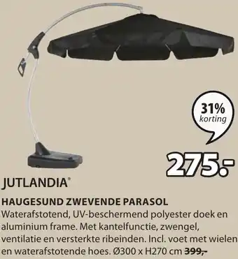 Jysk HAUGESUND ZWEVENDE PARASOL 300 x H270 cm aanbieding