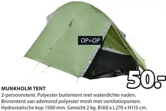 Jysk MUNKHOLM TENT B160xL270xH115 cm aanbieding