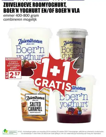 MCD Supermarkt Zuivelhoeve roomyoghurt, boer'n yoghurt en-of boer'n vla 800 gram aanbieding