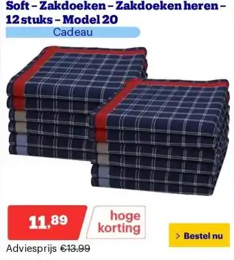 Bol.com Soft – Zakdoeken – Zakdoeken heren – 12 stuks – Model 20 aanbieding