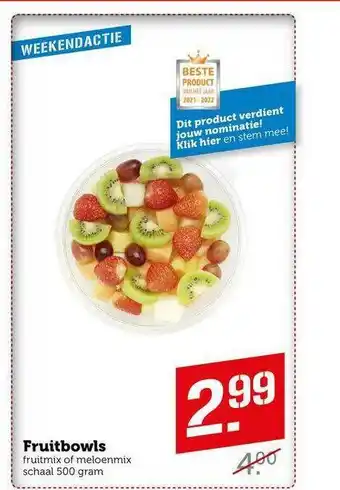 CoopCompact Fruitbowls fruitmix of meloenmix 500 gram aanbieding