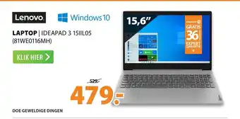 Expert Lenovo laptop | ideapad 3 15iil05 (81we0116mh) aanbieding