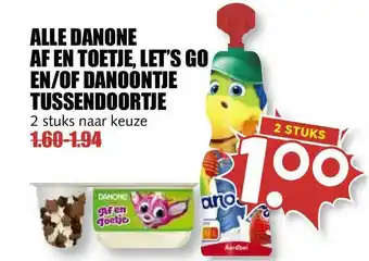 MCD Supermarkt Alle danone af en toetje, let's go en-of danoontje tussendoortje aanbieding