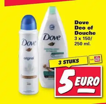 Nettorama Dove deo of douche 3x150/250 ml aanbieding