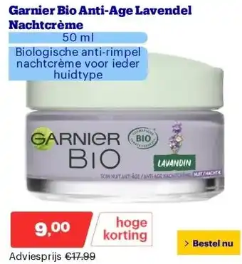 Bol.com Garnier Bio Anti-Age Lavendel Nachtcrème aanbieding