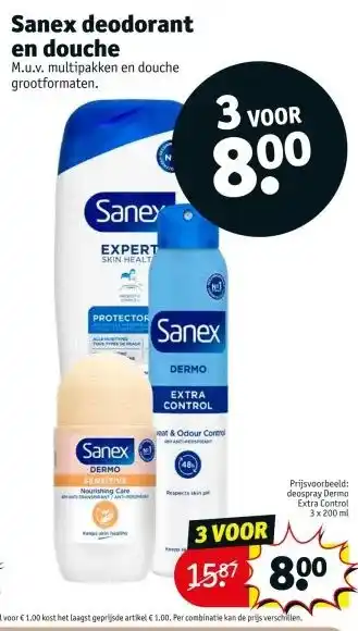 Kruidvat Sanex deodorant en douche aanbieding