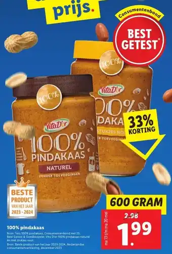 Lidl 100% pindakaas aanbieding