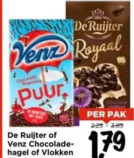 Vomar Voordeelmarkt De Ruijter of Venz Chocolade- hagel of Vlokken aanbieding