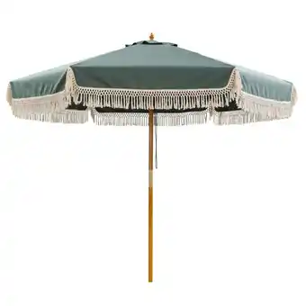 Leen Bakker Houtstok parasol Normandië petrol Ø250 cm aanbieding