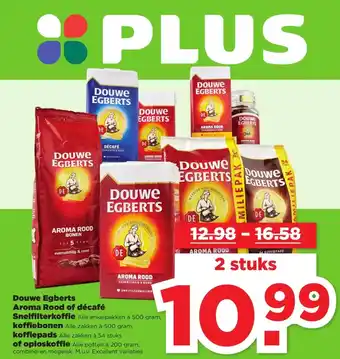 PLUS Douwe Egberts Aroma Rood of décafé Snelfilterkoffie Alle enkelpakken à 500 gram, koffiebonen Alle zakken à 500 gram, koffiepa aanbieding