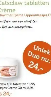 De Rode Pilaren L-Lysine Catsclaw tabletten & Lysine Crème aanbieding