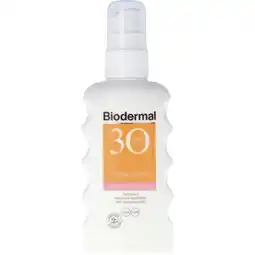 Albert Heijn Biodermal Zonnespray gevoelige huid spf30 aanbieding