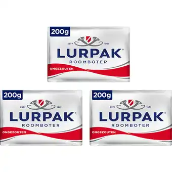 Albert Heijn Lurpak roomboter ongezouten 3-pack aanbieding