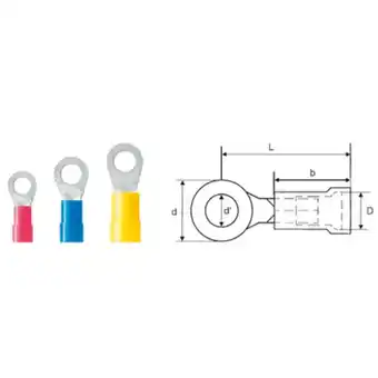 Conrad Weidmüller 9200100000 Ringkabelschoen Dwarsdoorsnede (max.): 1.50 mm² Gat diameter: 5.3 mm Deels geïsoleerd Rood 100 stuk(s) aanbieding