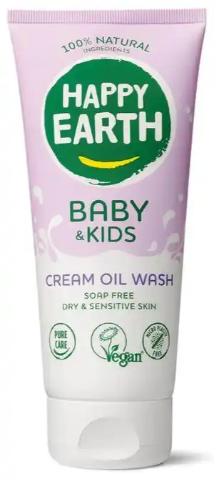 De Online Drogist Happy Earth Baby & Kids Cream Oil Wash aanbieding