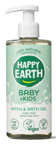 De Online Drogist Happy Earth Baby & Kids Bath & Washgel aanbieding