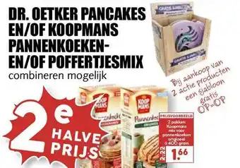 MCD Supermarkt Dr. oetker pancakes en-of koopmans pannenkoeken- en-of poffertjesmix aanbieding