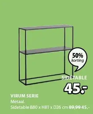 Jysk Sidetable b80 x h81 x d26 cm aanbieding