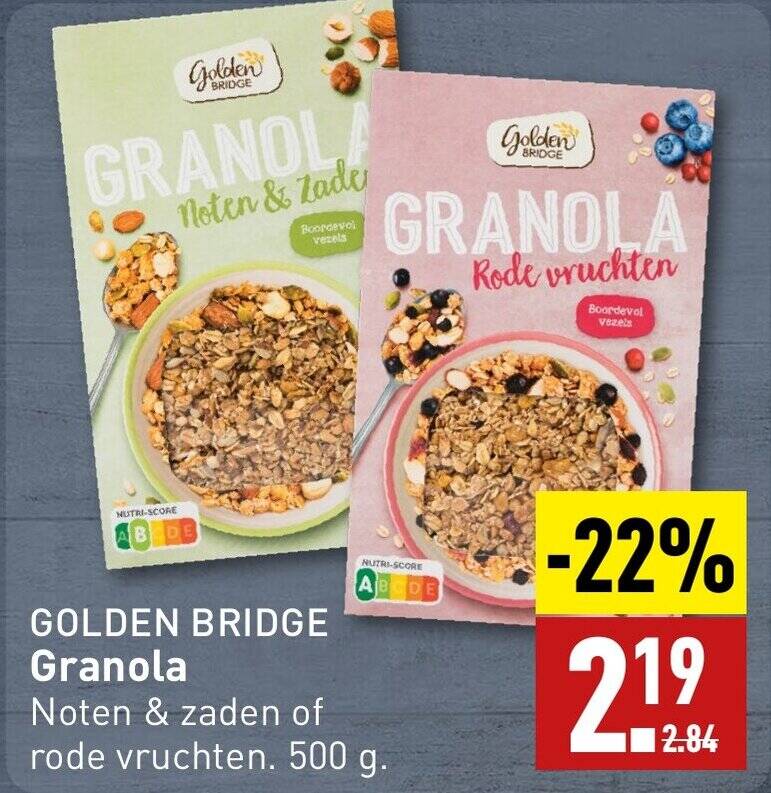 Golden bridge granola 500g aanbieding bij ALDI