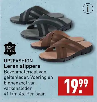 ALDI Up2fashion leren slippers per paar aanbieding