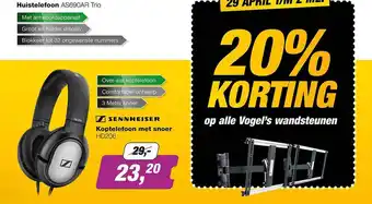 EP Sennheiser koptelefoon met snoer hd206 20% korting aanbieding