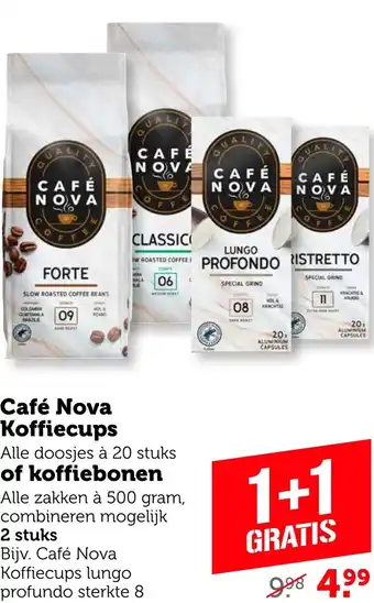 Coop Café Nova Koffiecups of koffiebonen aanbieding