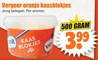 Dirk Vergeer oranje kaasblokjes 500 gram aanbieding