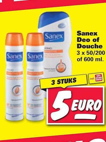 Nettorama Sanex deo of douche 3x50/200 ml aanbieding