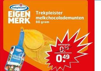 Trekpleister Trekpleister Melkchocolademunten 80 gram aanbieding