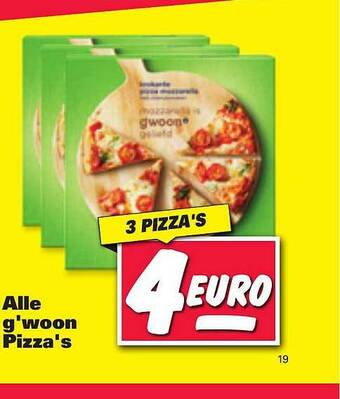 Nettorama Alle G'woon Pizza's Mozzarella 3 Pizza's aanbieding