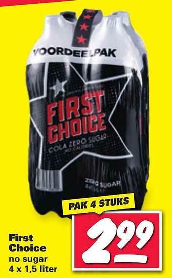 Nettorama First Choice No Sugar 4 x 1,5 Liter aanbieding