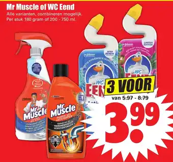 Dirk Mr. Muscle of WC Eend 3*180g/200-750ml aanbieding