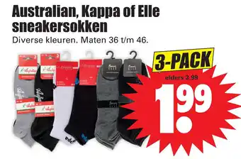 Dirk Australian, kappa of elle sneakersokken 36 t/m 46 aanbieding