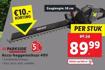 Lidl PARKSIDE Accu-heggenschaar 40V aanbieding