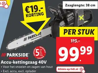 Lidl PARKSIDE Accu-kettingzaag 40V aanbieding