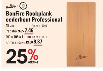 Sligro BonFire Rookplank cederhout Professional aanbieding