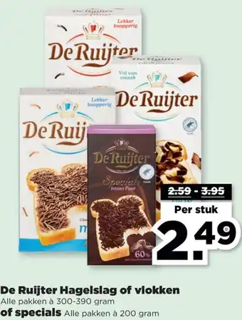 PLUS De Ruijter Hagelslag of vlokken of specials aanbieding