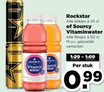 PLUS Rockstar of Sourcy Vitaminwater aanbieding