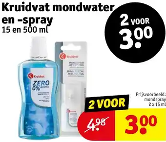 Kruidvat mondwater en spray 15 en 500 ml aanbieding