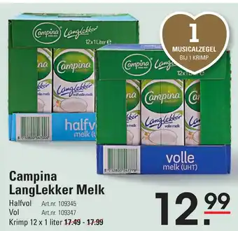 Sligro Campina LangLekker Melk 8 712800 aanbieding