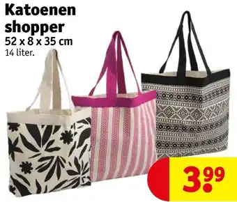 Katoenen shopper 52 x 8 x 35 cm 14 liter. aanbieding bij Kruidvat