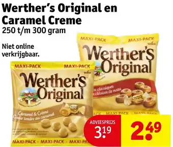 Kruidvat Werther's Original en Caramel Creme 250 t/m 300 gram aanbieding